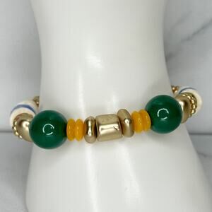 Chicos Frida Colorful Beaded Gold Tone Stretch Bracelet NWT ✨